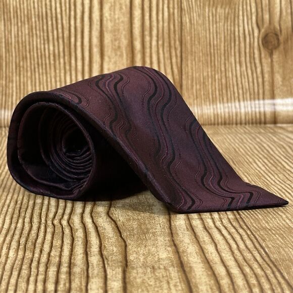 Principe Silk Men’s Tie Burgundy Made In Italy 100% Silk Men’s Necktie 62.5x3.9” - Picture 7 of 9